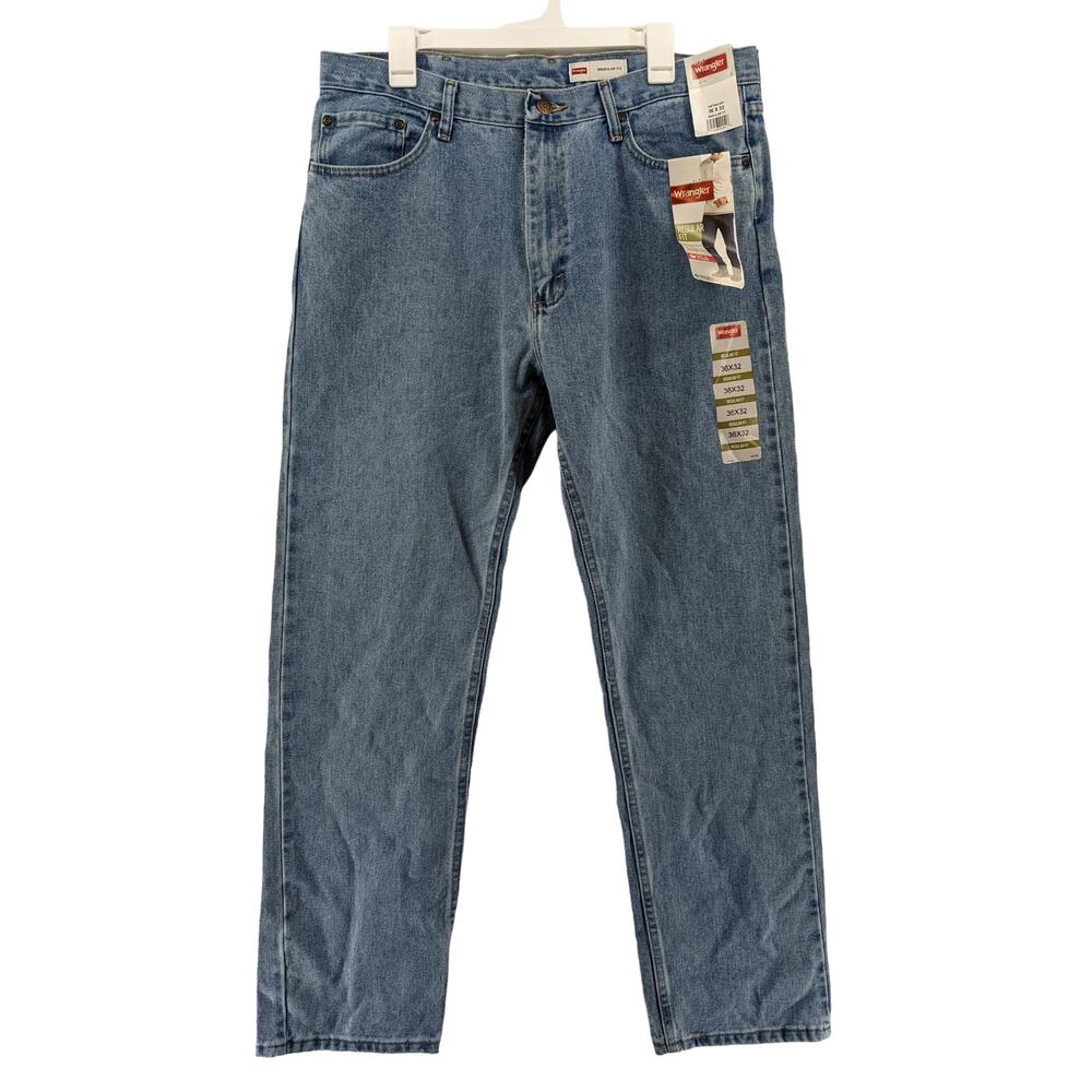 Wrangler Jeans Straight Leg 36x32 Apollo Blue Men Regular Fit Soft Strong Rugged
